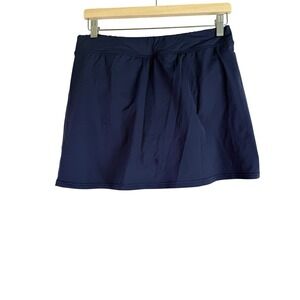 Land's End Swim Skort Women's Size 8 Blue Elastic Waist Flat Front Summer Resort